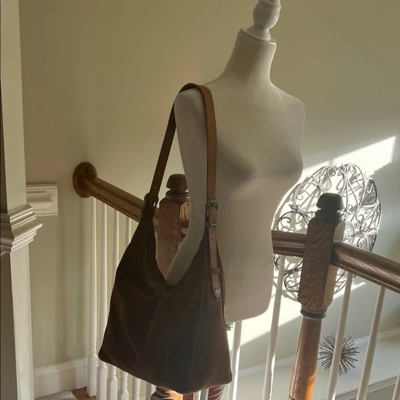 Sundance Camel/Saddle Suede Shoulder Slouch Bag, Western Boho Bag, NWT